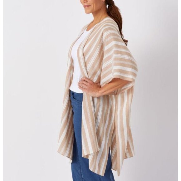New Duluth Trading Co Women's‎ Lightweight Cape Poncho One Size OS Tan White - Picture 9 of 9